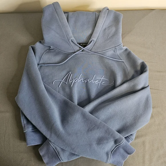 Women's Alphalete Cropped Blue Hoodie, Size S - Picture 2 of 6